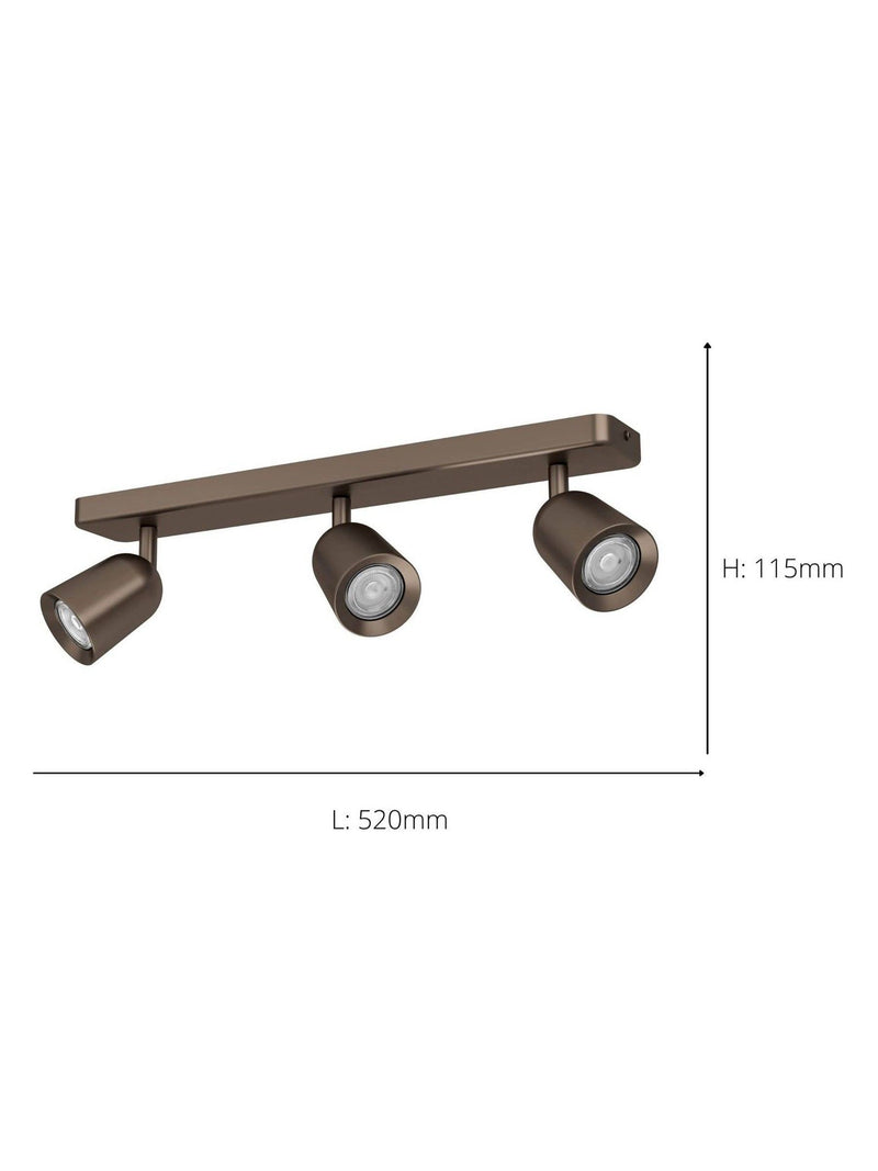 Eglo Camaldoli dark bronze 3-light spotlight ceiling light, imported from the UK