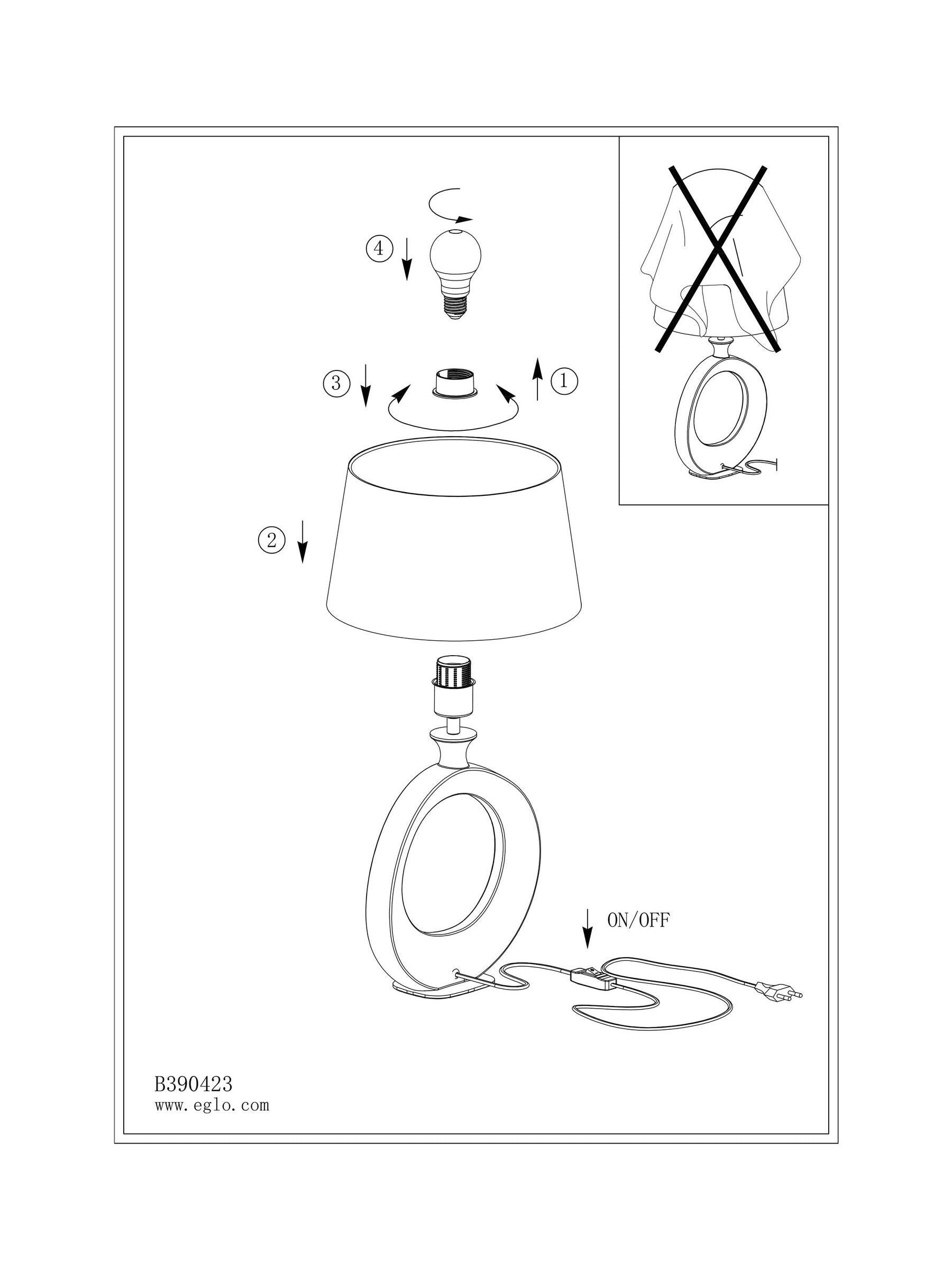 Eglo Diezma linen and steel table lamp, UK version