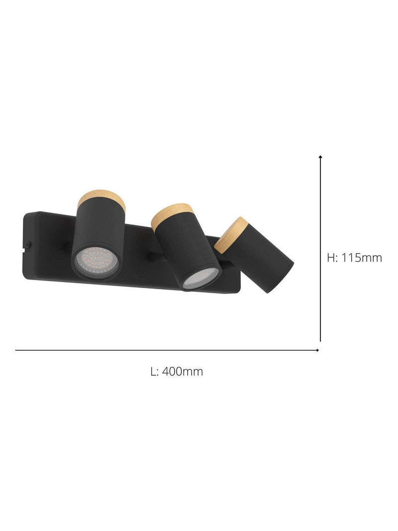 Eglo Consuma 3-light bathroom spotlight black brown - British product