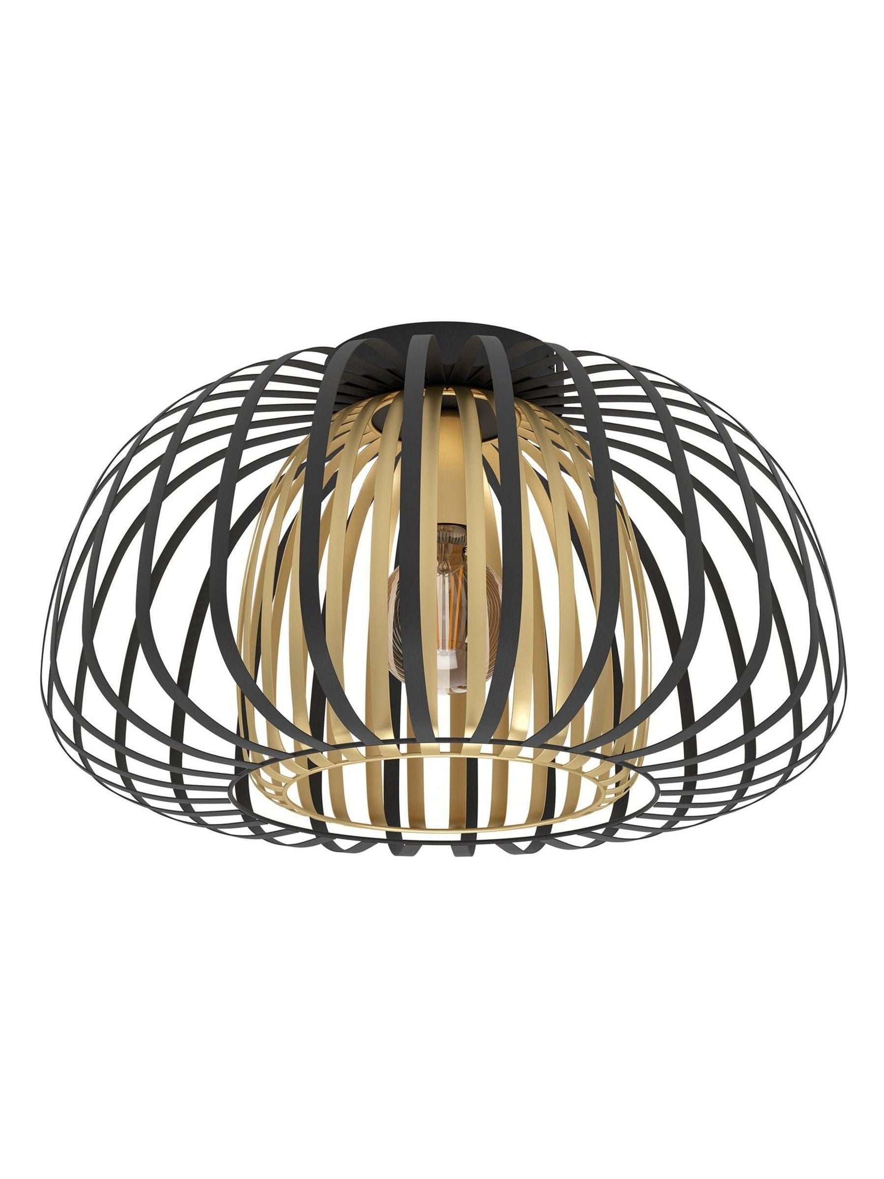 Eglo Encinitos steel caged ceiling light Black Gold - British product