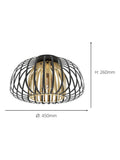 Eglo Encinitos steel caged ceiling light Black Gold - British product