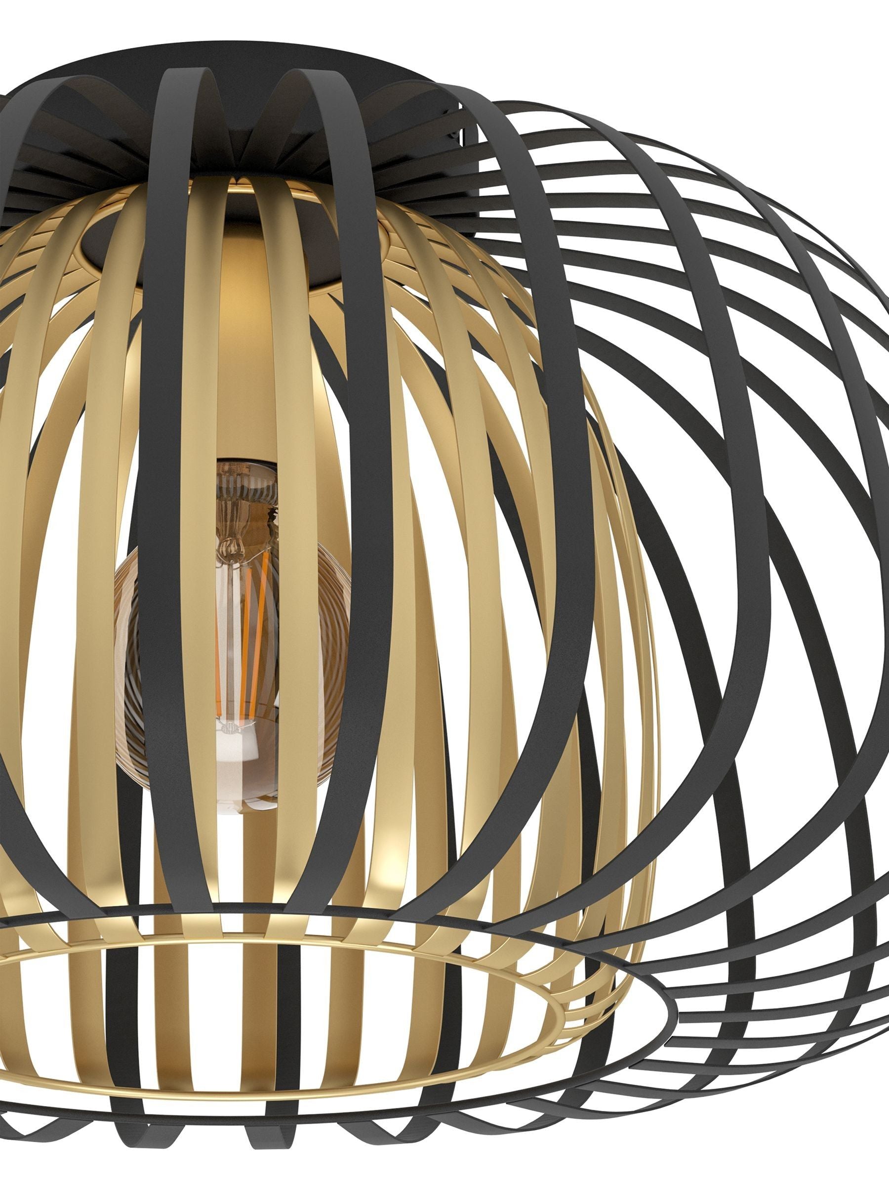 Eglo Encinitos steel caged ceiling light Black Gold - British product