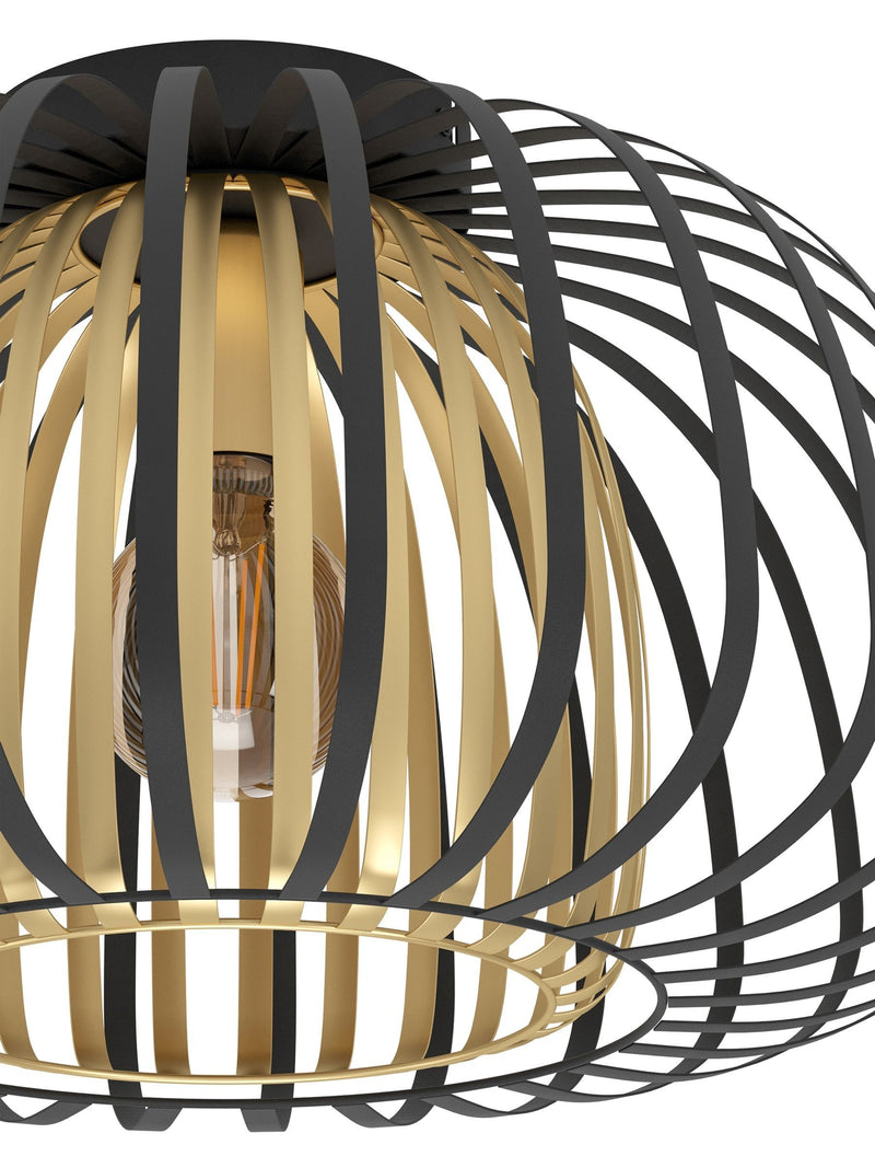 Eglo Encinitos steel caged ceiling light Black Gold - British product