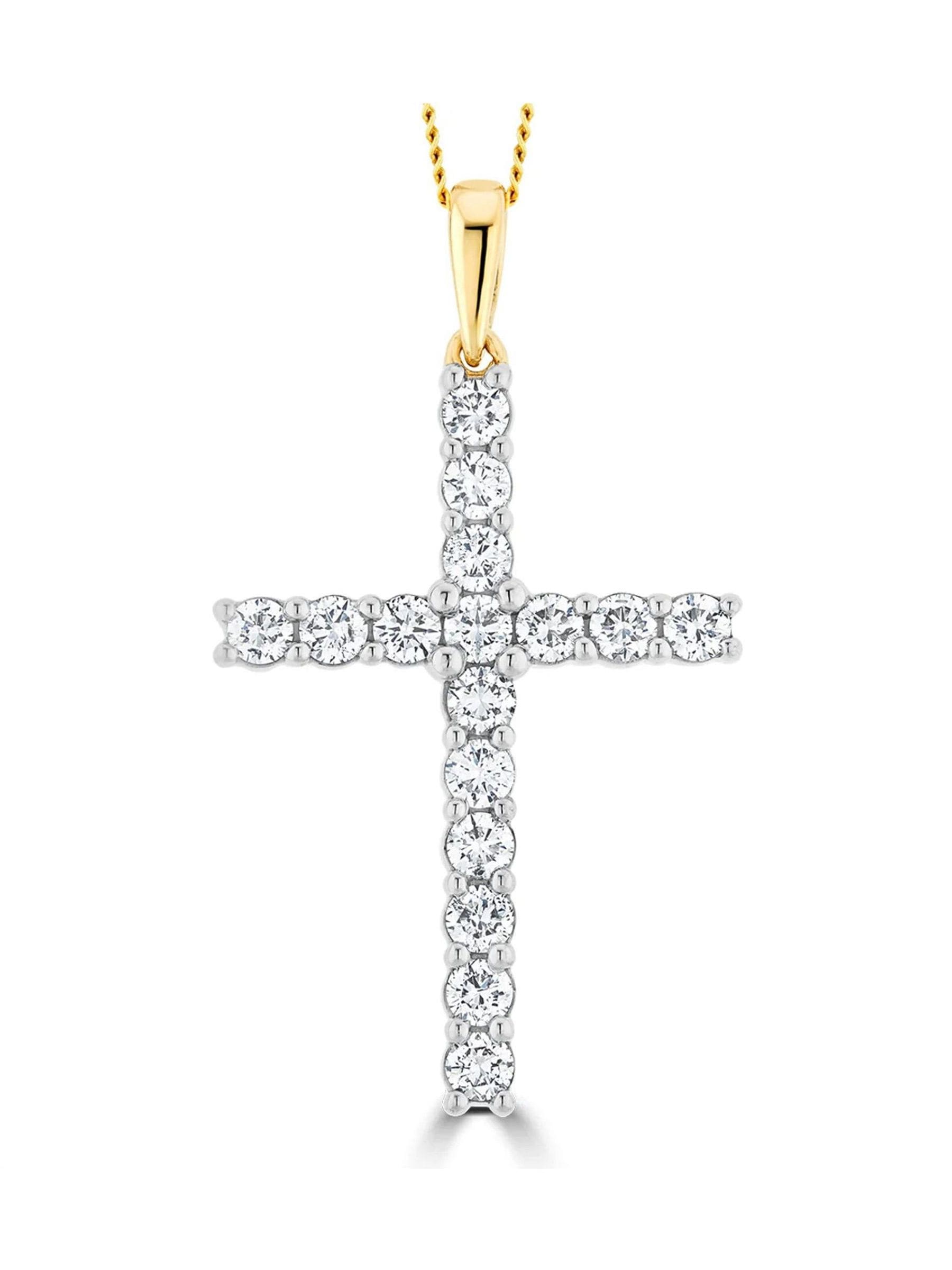 The Diamond Store 9K yellow gold lab diamond cross pendant - British product