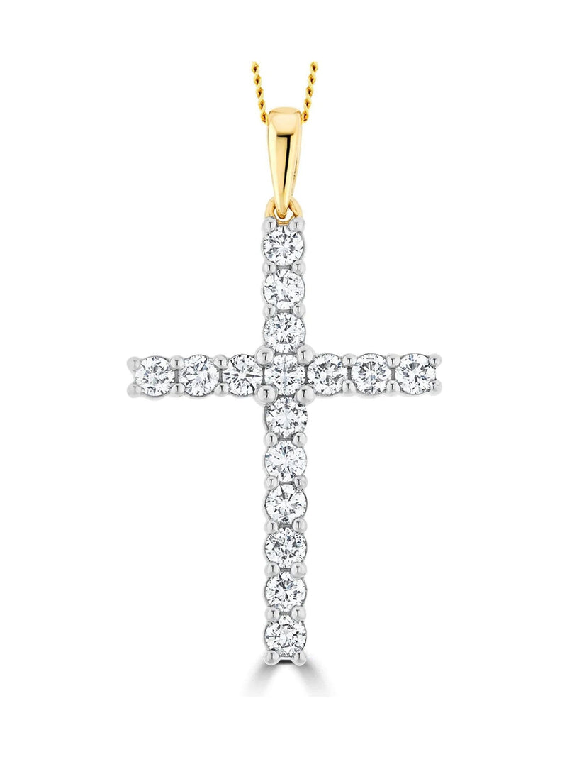 The Diamond Store 9K yellow gold lab diamond cross pendant - British product