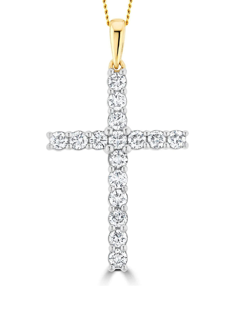 The Diamond Store 9K yellow gold lab diamond cross pendant - British product