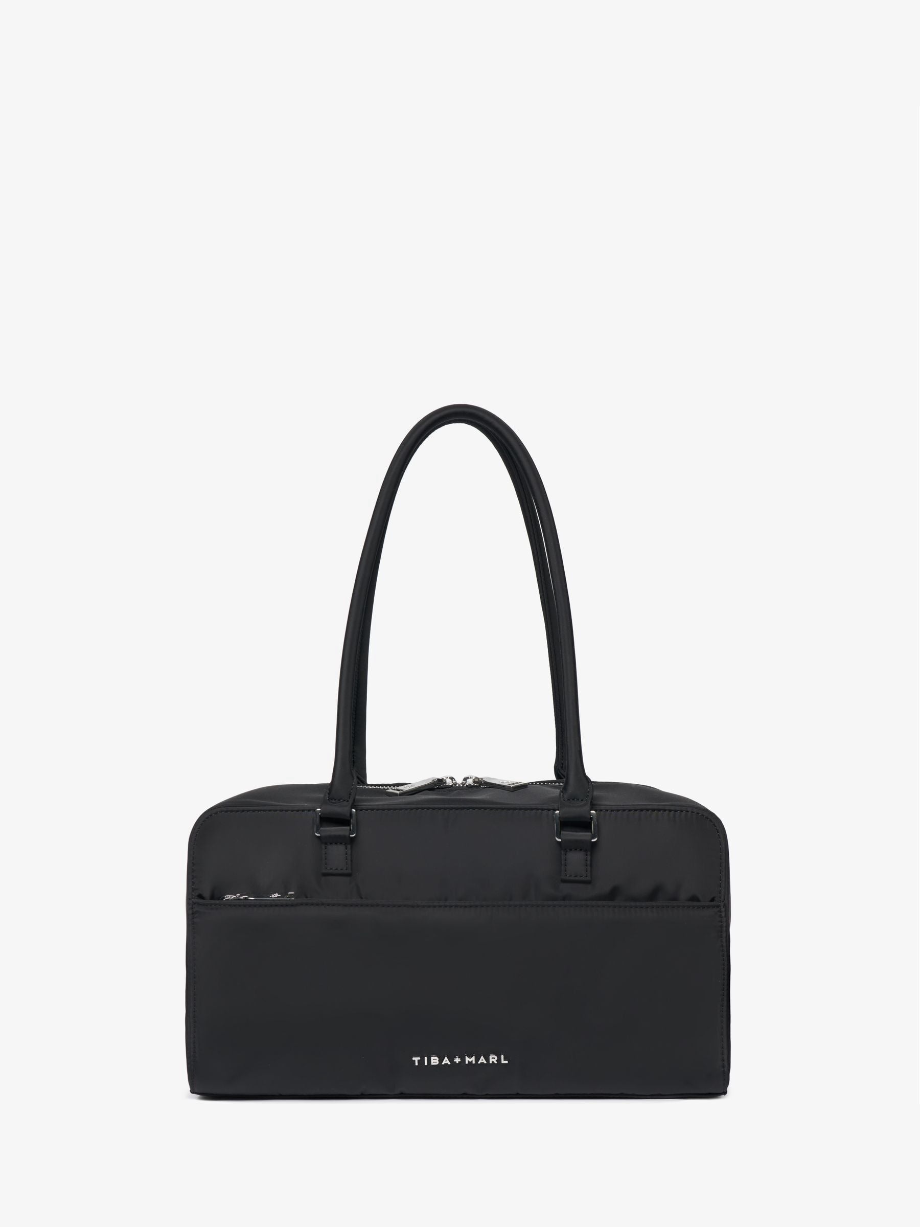 Tiba + Marl Black compact East West bag, imported from the UK