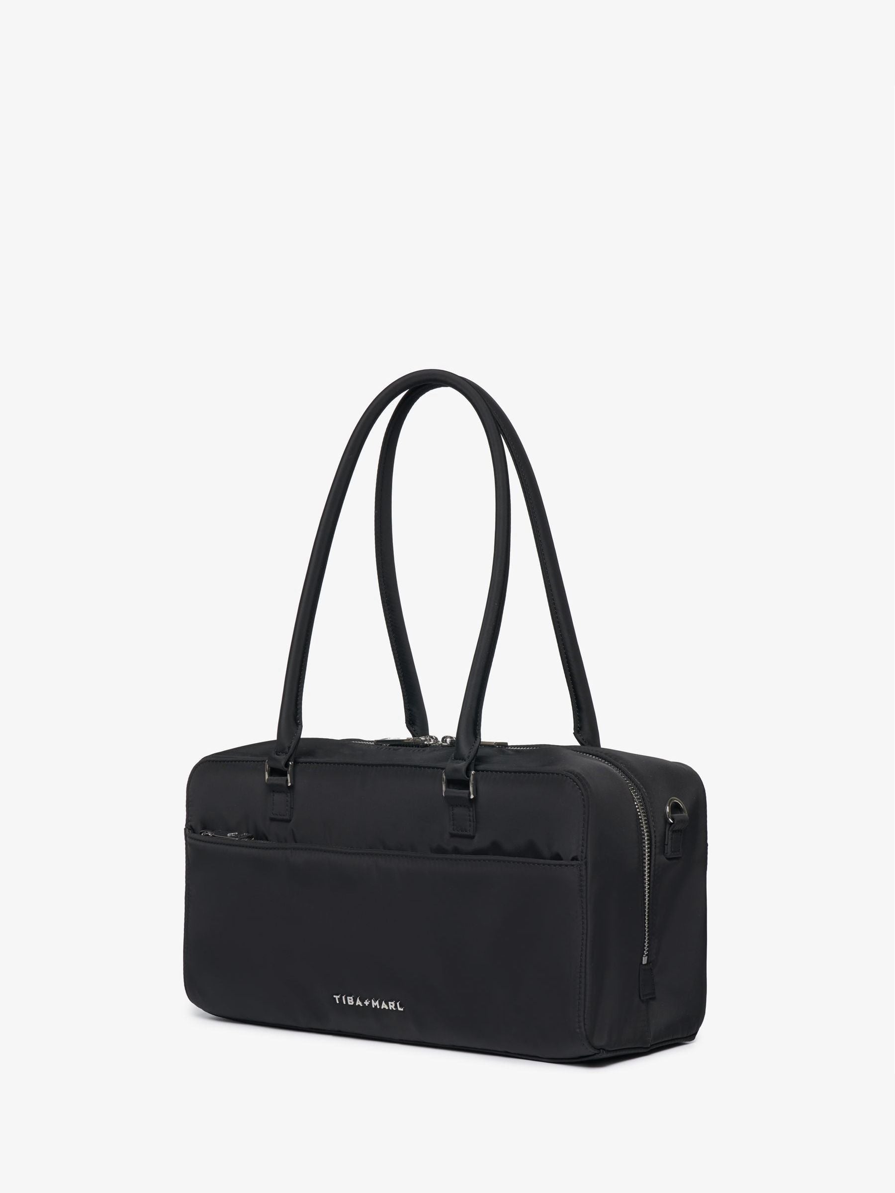Tiba + Marl Black compact East West bag, imported from the UK