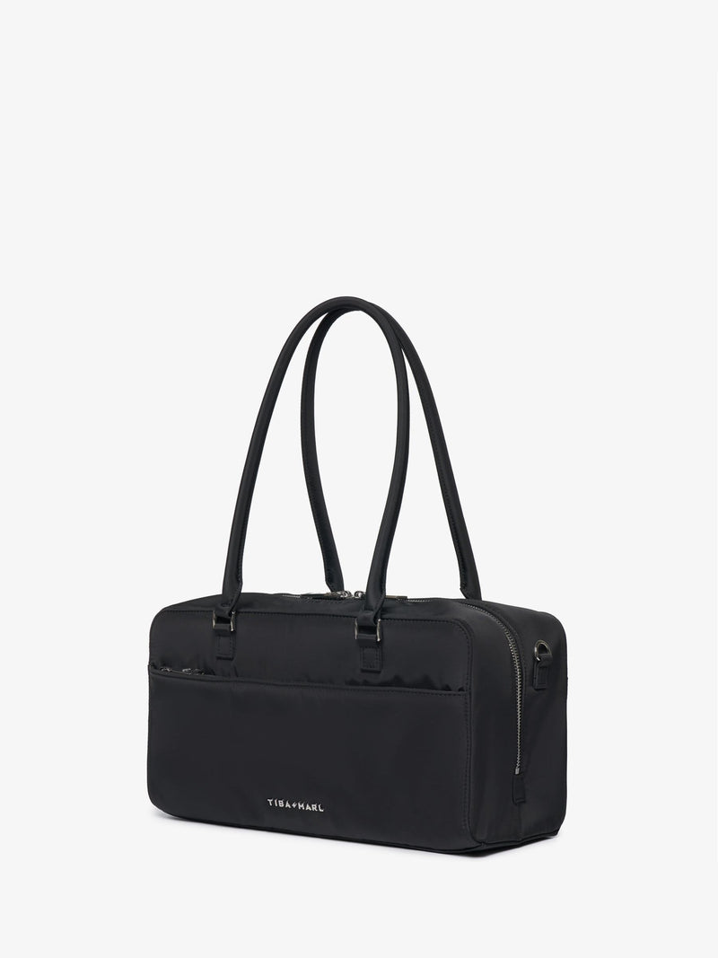 Tiba + Marl Black compact East West bag, imported from the UK