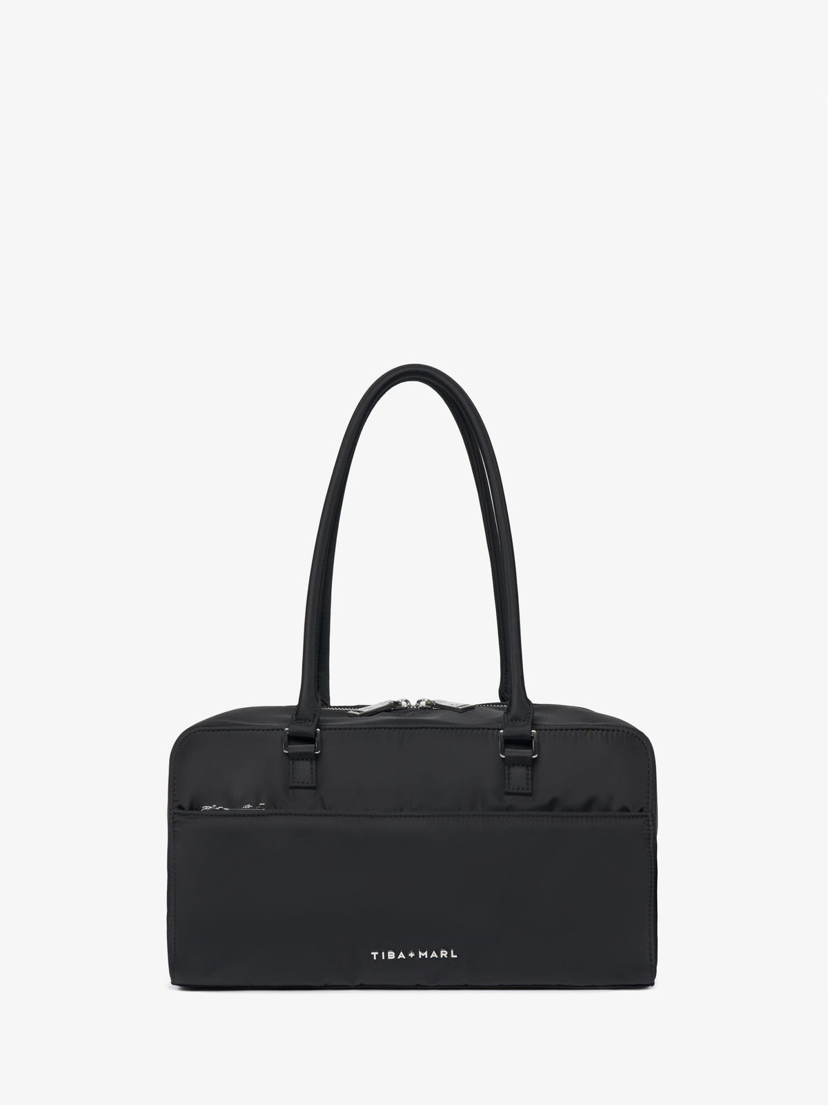 Tiba + Marl Black compact East West bag, imported from the UK