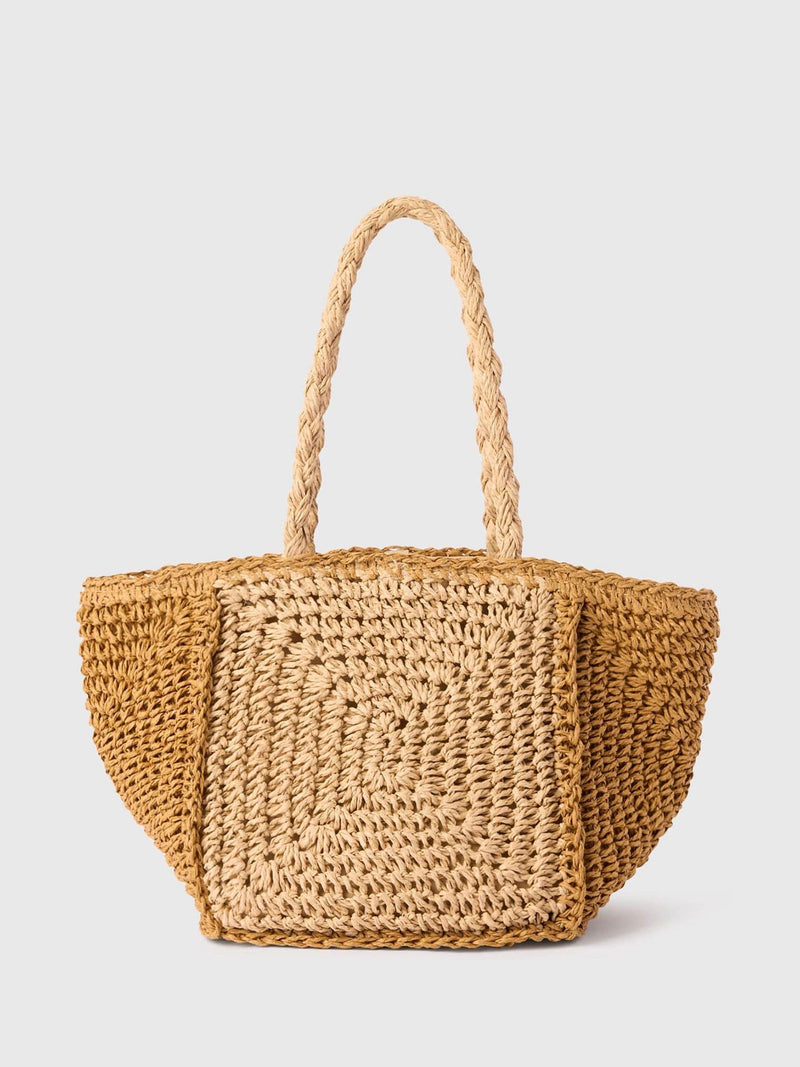 Whistles straw bag natural patchwork mini, imported from the UK