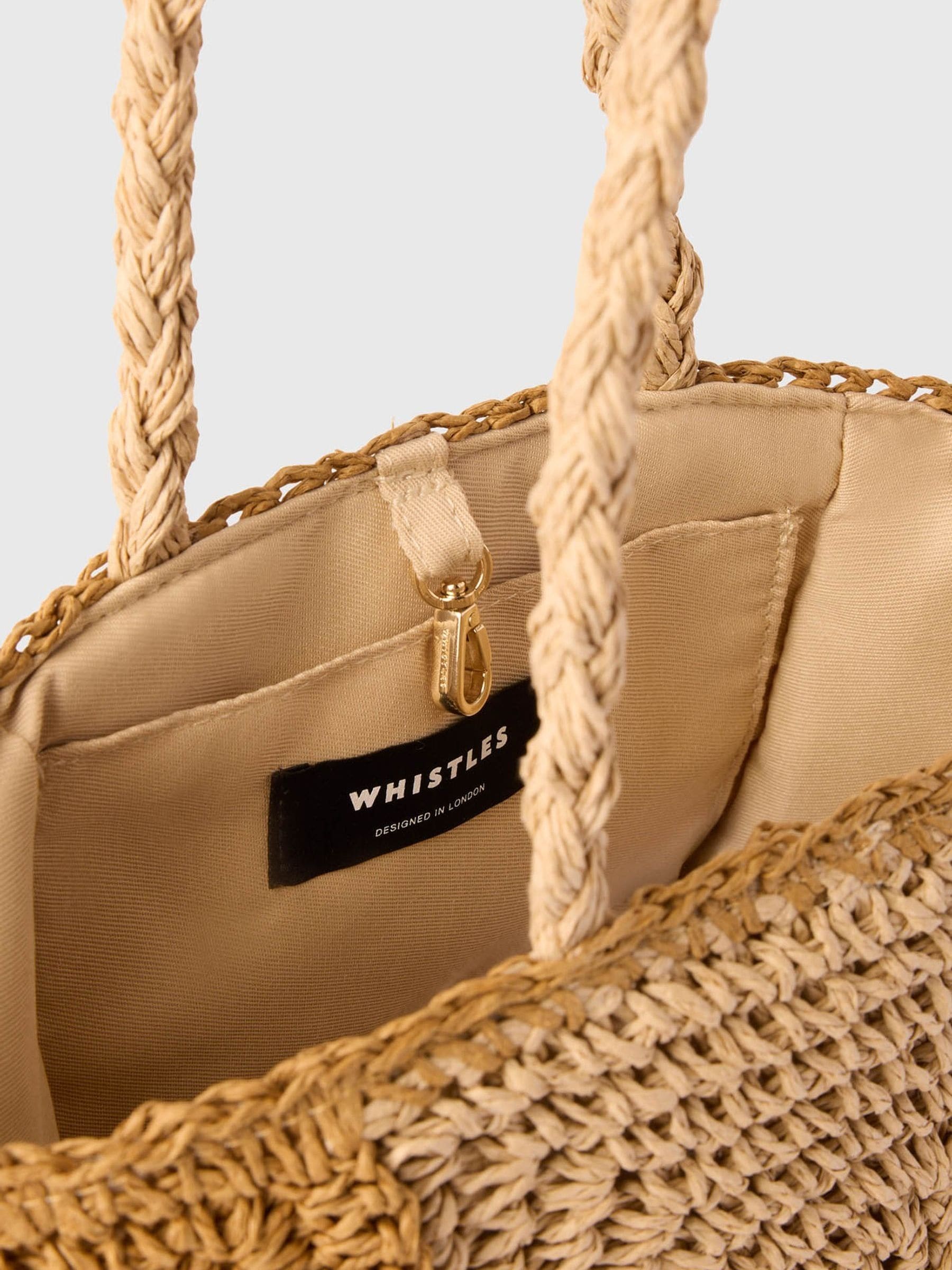 Whistles straw bag natural patchwork mini, imported from the UK