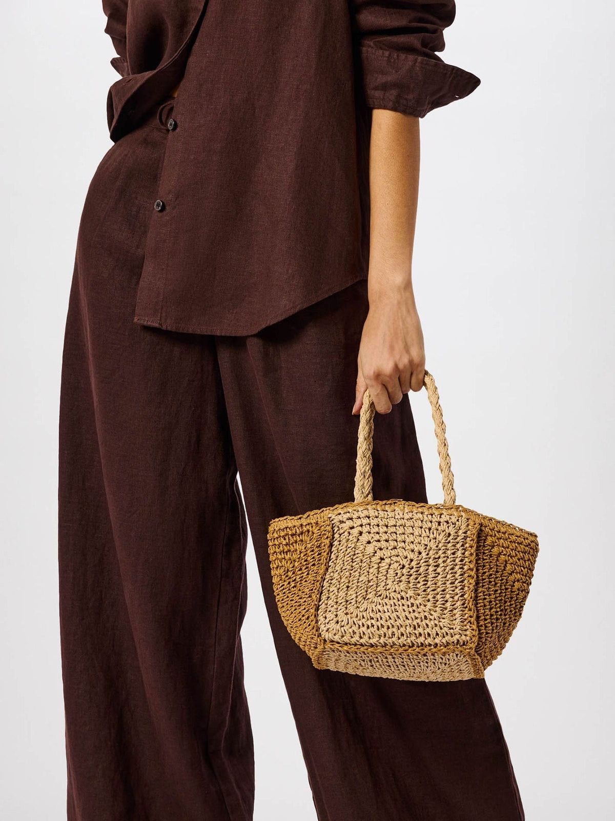 Whistles straw bag natural patchwork mini, imported from the UK