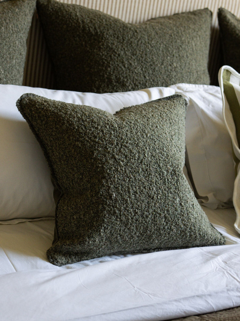 Ellenvale Interiors olive boucle cushion cover 45x45cm - British product