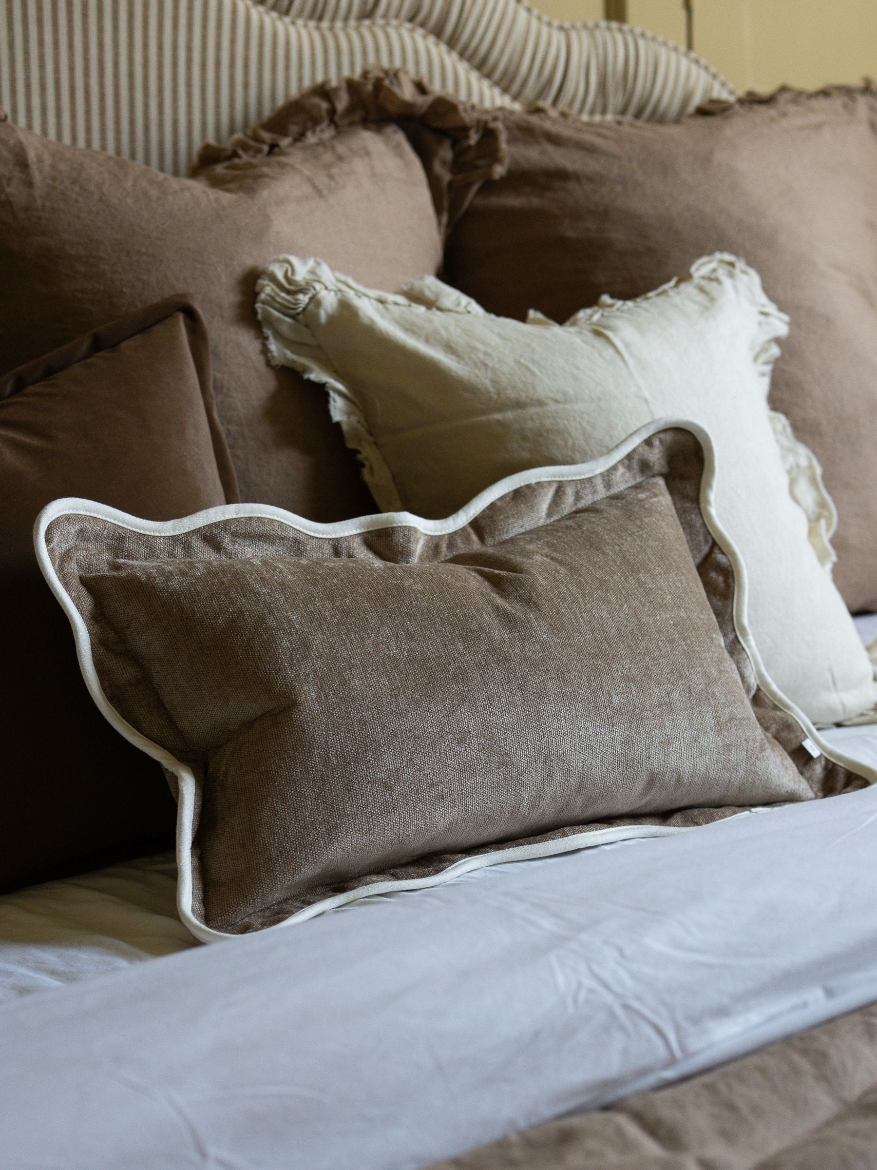 Ellenvale Interiors Chocolate Brown Chloe Scallop Cushion Cover 45 x 45cm