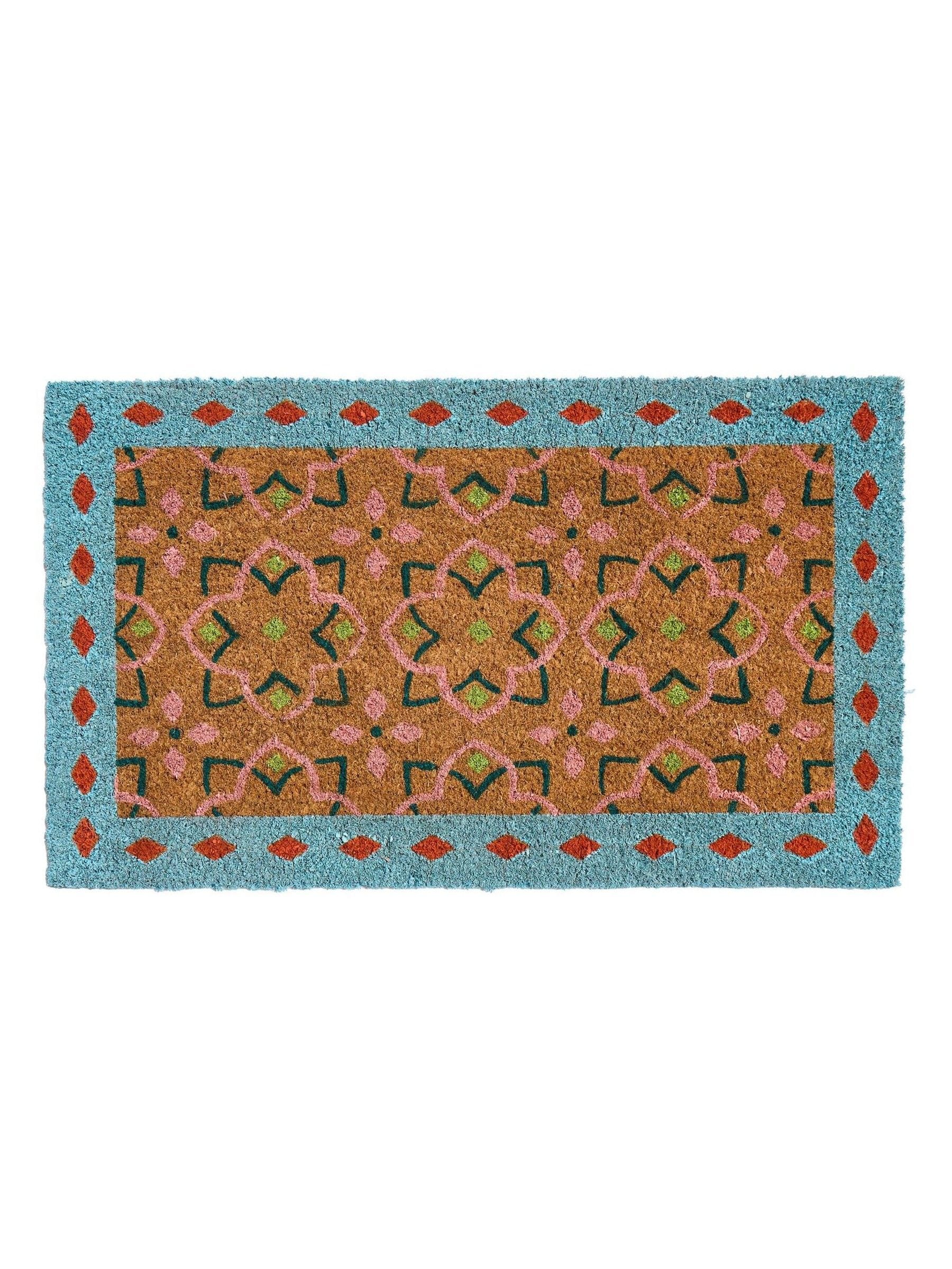Oliver Bonas Blue Tile rectangular doormat - British product