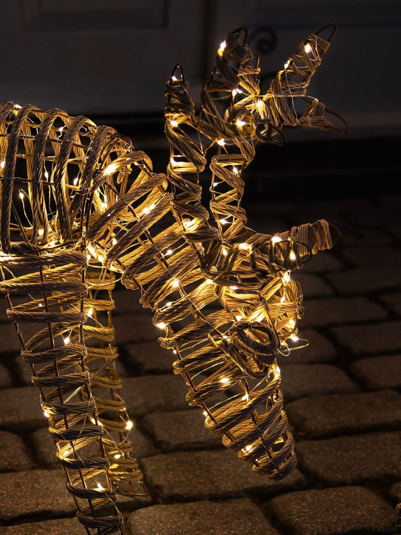 Charles Bentley small rattan light up reindeer, imported from the UK