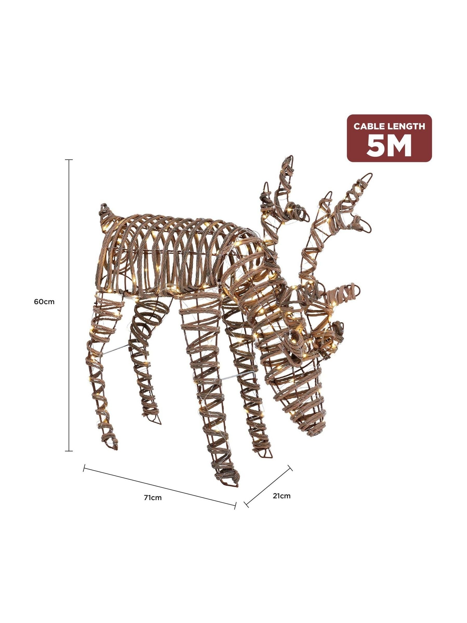 Charles Bentley small rattan light up reindeer, imported from the UK