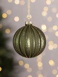 Charles Bentley 12 piece green glass Christmas baubles - British product