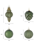 Charles Bentley 12 piece green glass Christmas baubles - British product