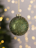 Charles Bentley 12 piece green glass Christmas baubles - British product