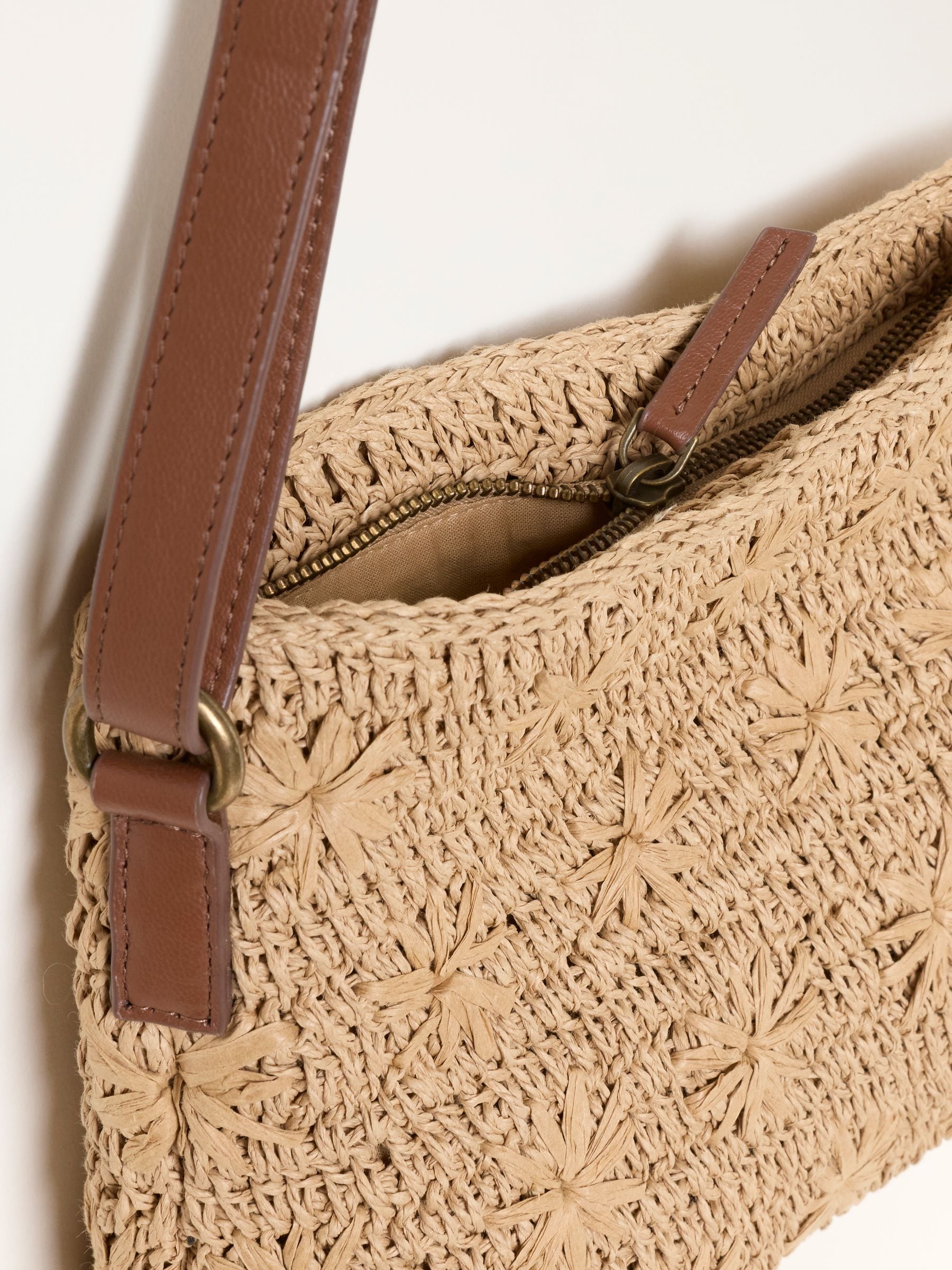 FatFace flower raffia crossbody bag, imported from the UK