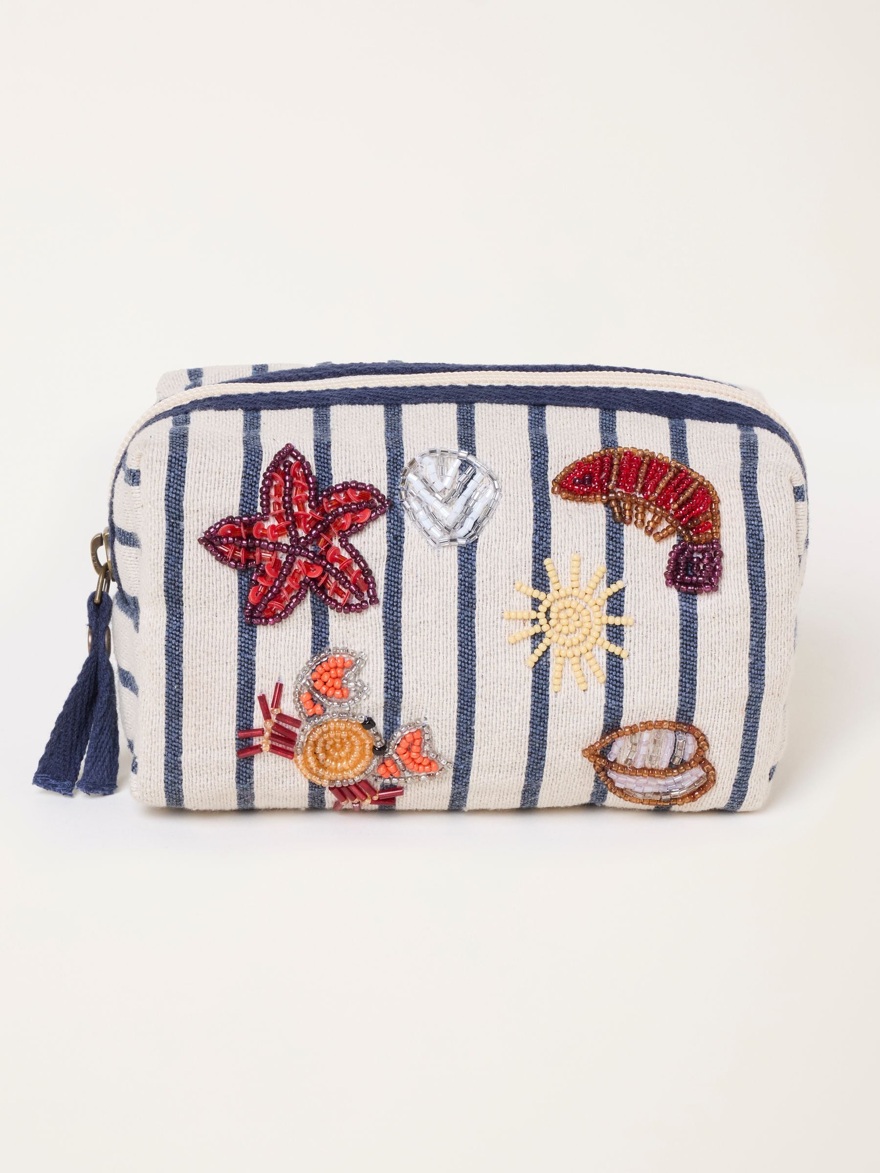 FatFace beaded pouch multi stripe sea, imported from the UK