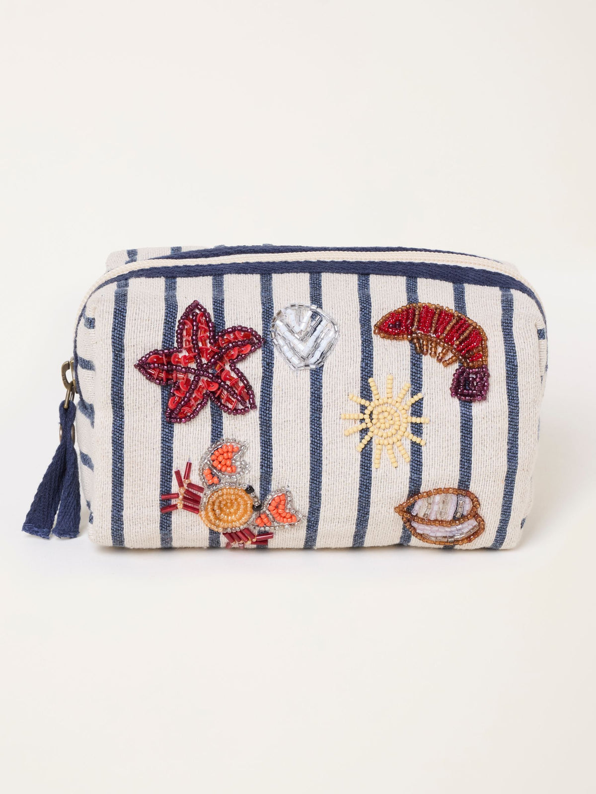 FatFace beaded pouch multi stripe sea, imported from the UK