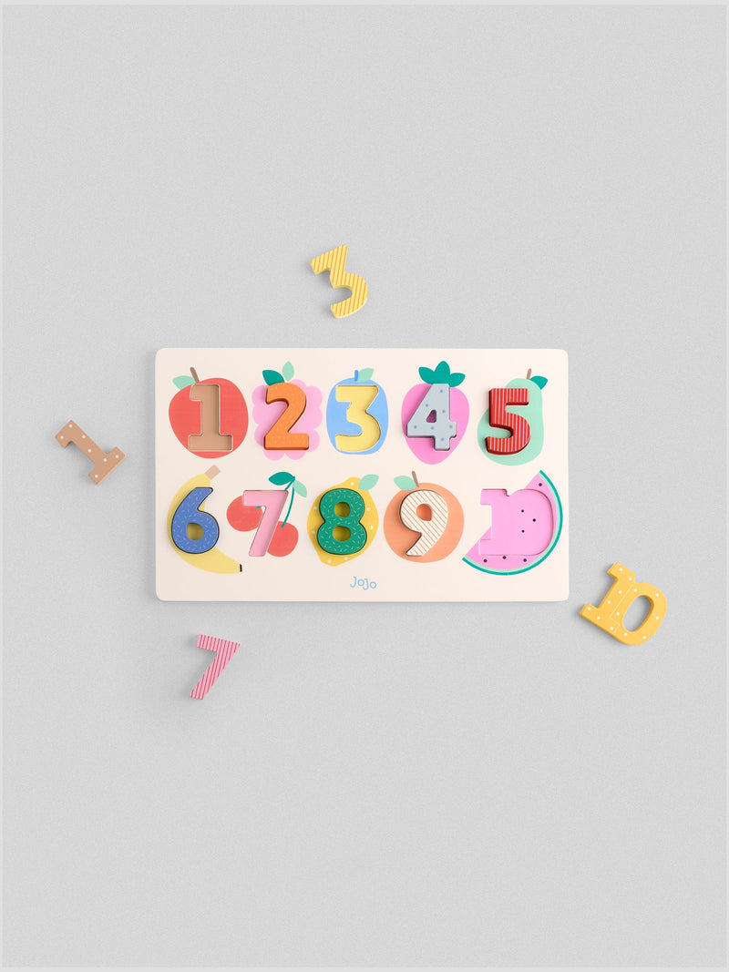 JoJo Maman Bébé fruit number wooden puzzle (British brand)