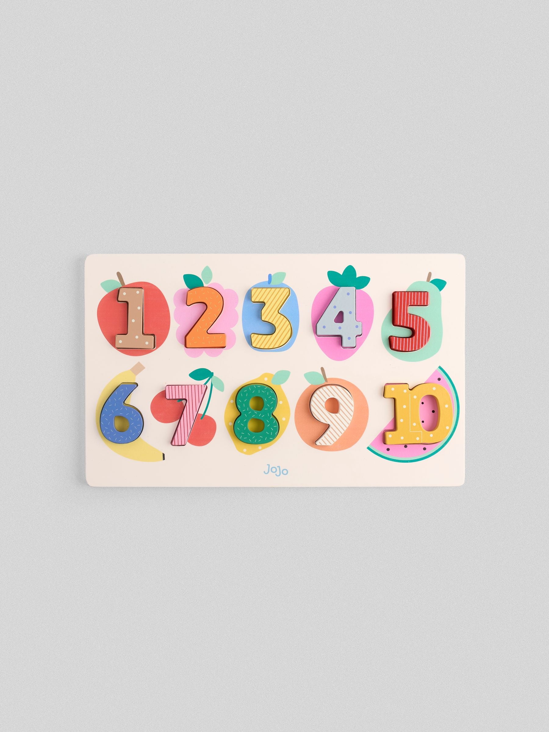 JoJo Maman Bébé fruit number wooden puzzle (British brand)