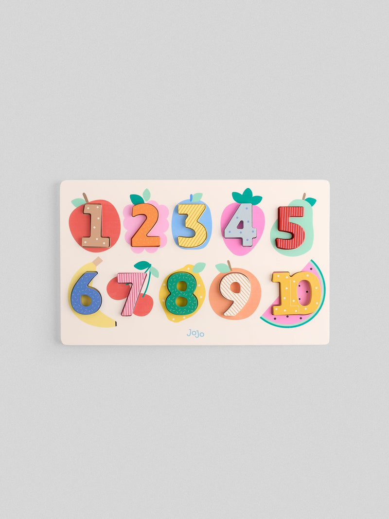 JoJo Maman Bébé fruit number wooden puzzle (British brand)
