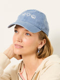 FatFace blue Marine Conservation cap with embroidered starfish and shell, UK version