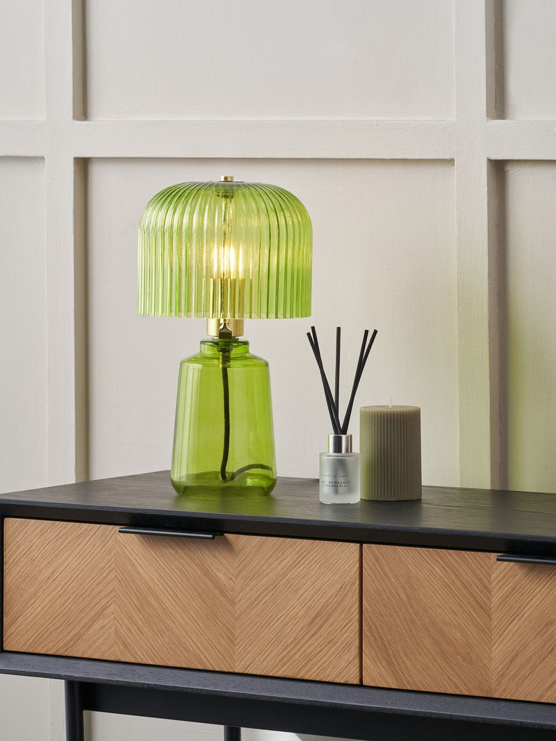 Pacific Green Zandra Ribbed Glass Table Lamp