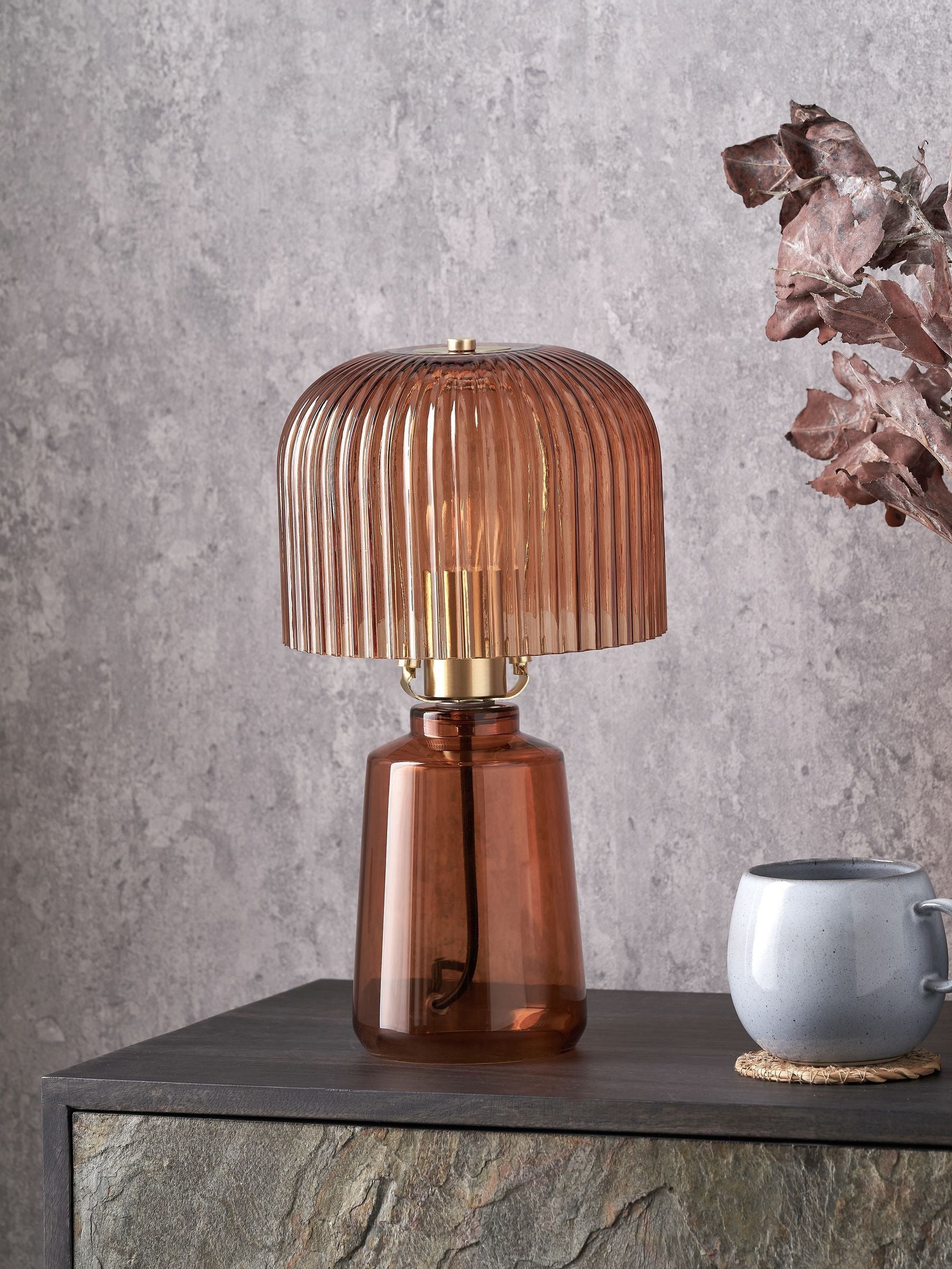 Pacific Orange Zandra Ribbed Glass Table Lamp