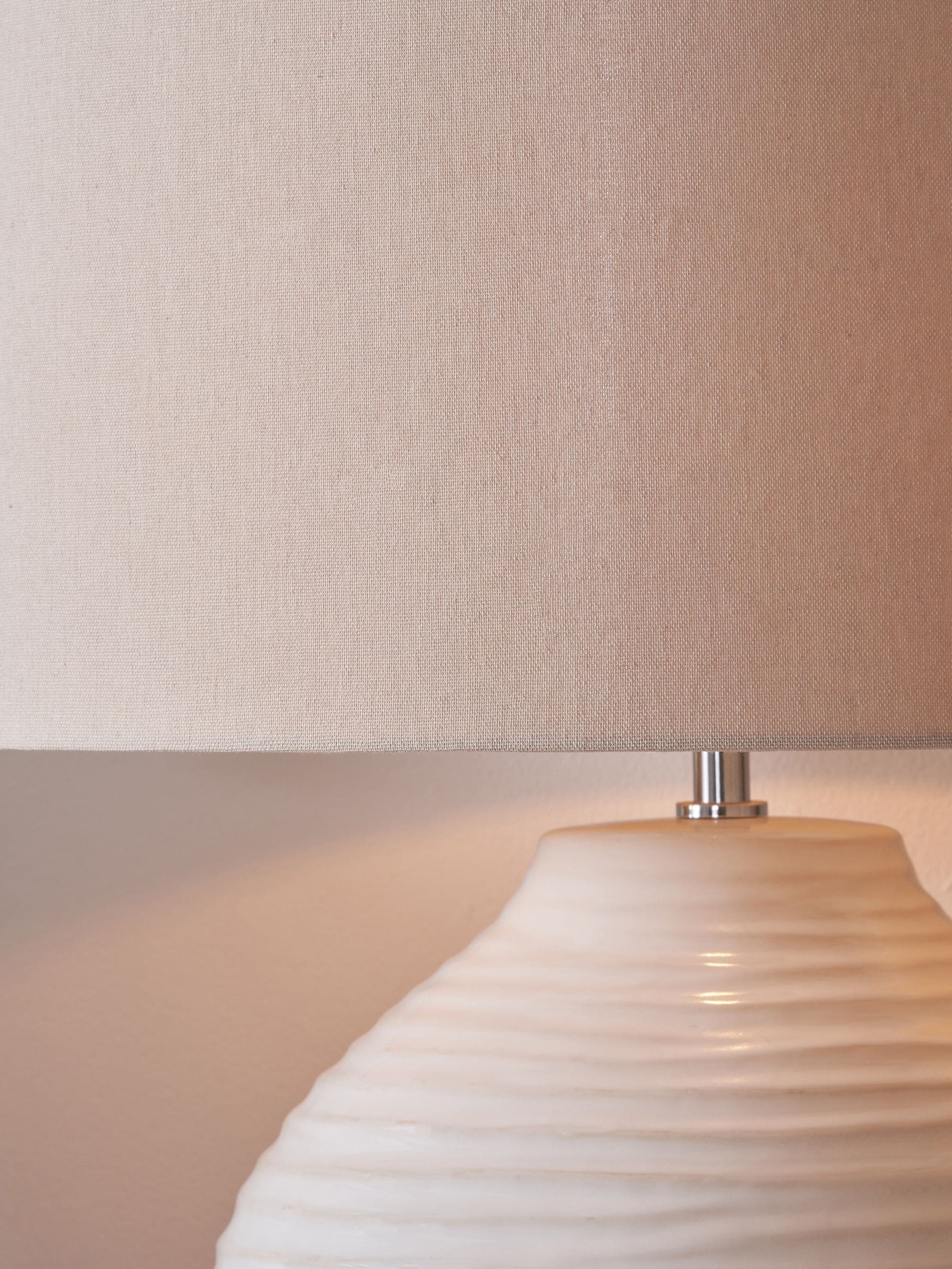 Pacific white Linnea grooved ceramic table lamp, UK version