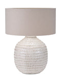 Pacific ceramic table lamp with textured base and shade - British product