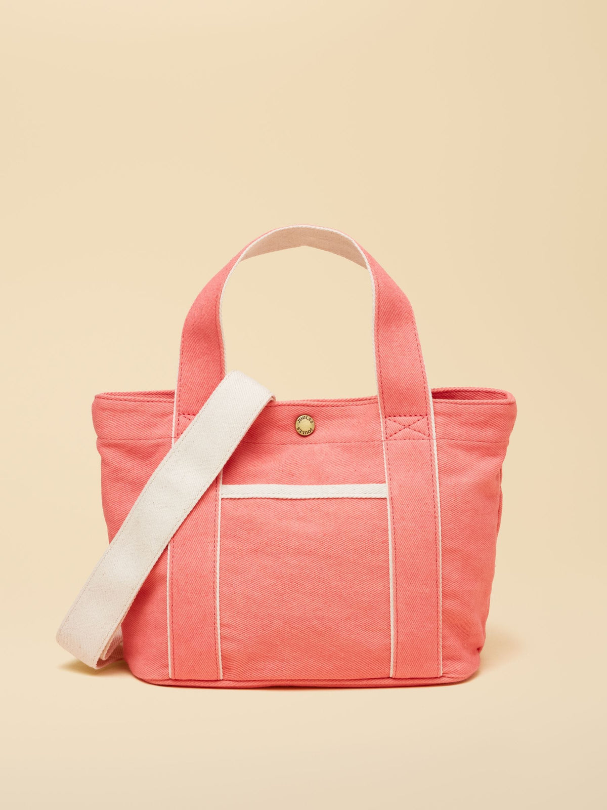Joules Coral Pink Mini Crossbody Cotton Tote Bag