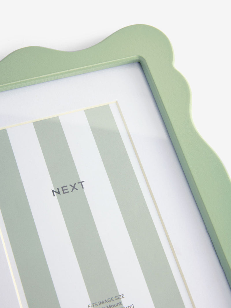 Sage green wavy wooden photo frame, UK version