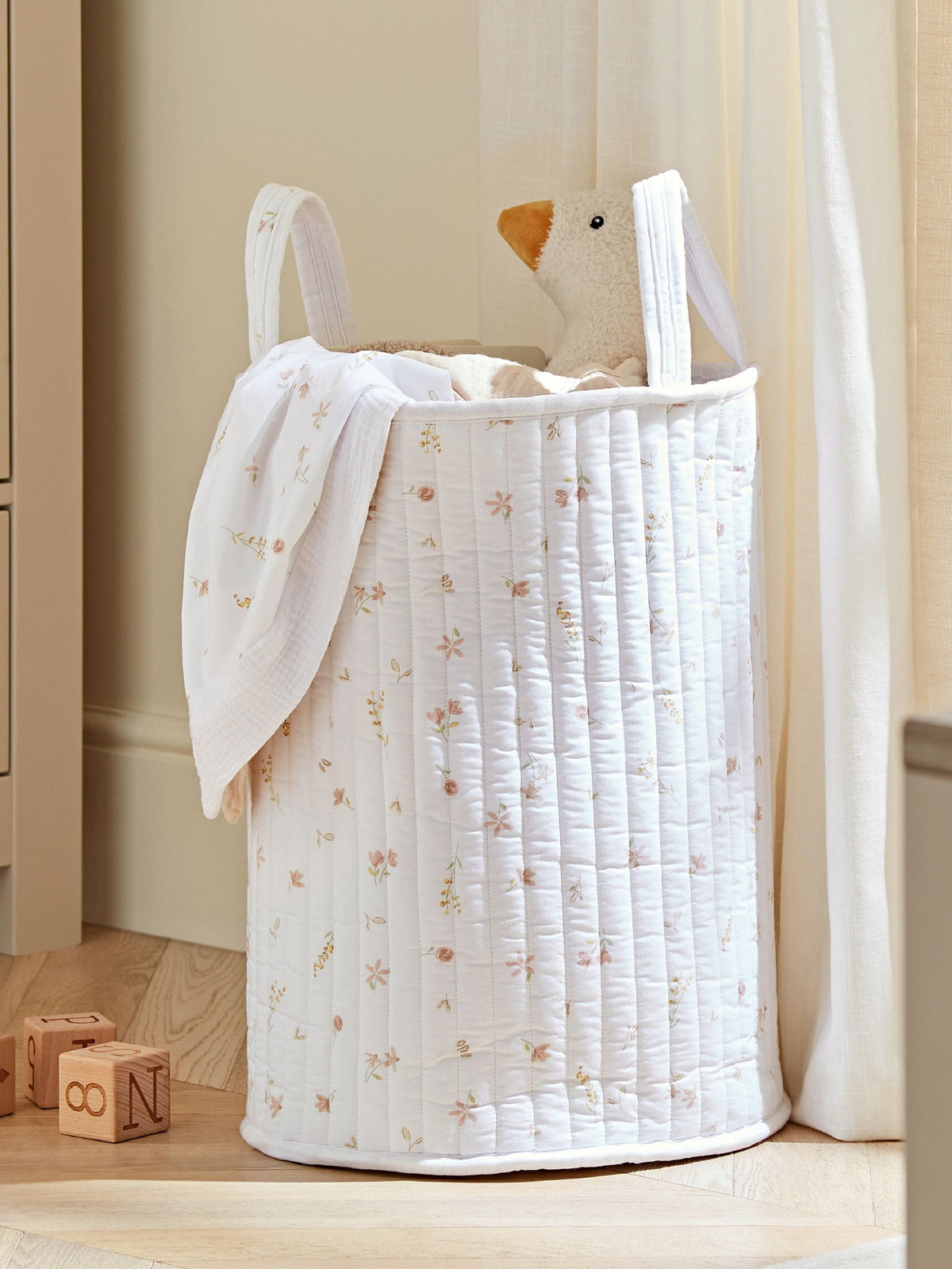 Cuddleco Meadow Large quilted storage basket for nursery - British product