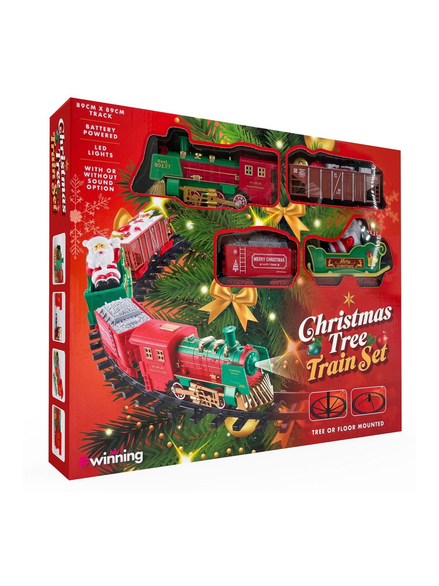 MenKind multi-colour LED Christmas tree train set, UK version
