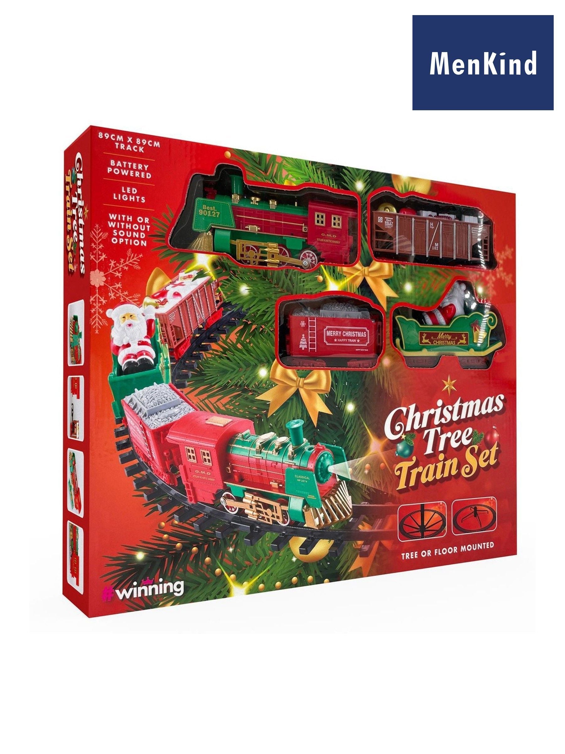 MenKind multi-colour LED Christmas tree train set, UK version