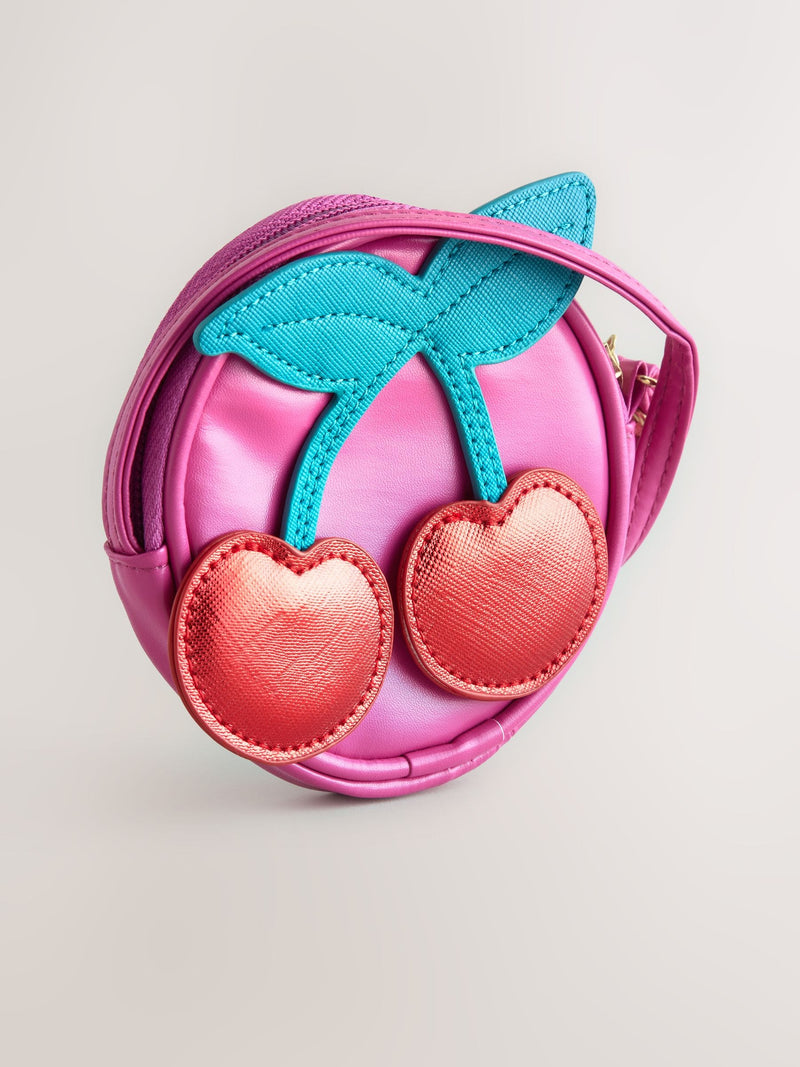 Pink cherry cross-body bag with 3D cherry detail, UK version