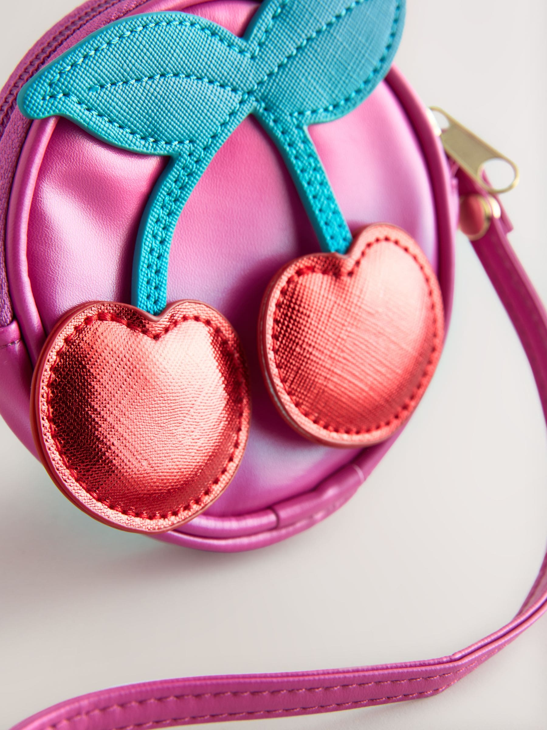 Pink cherry cross-body bag with 3D cherry detail, UK version