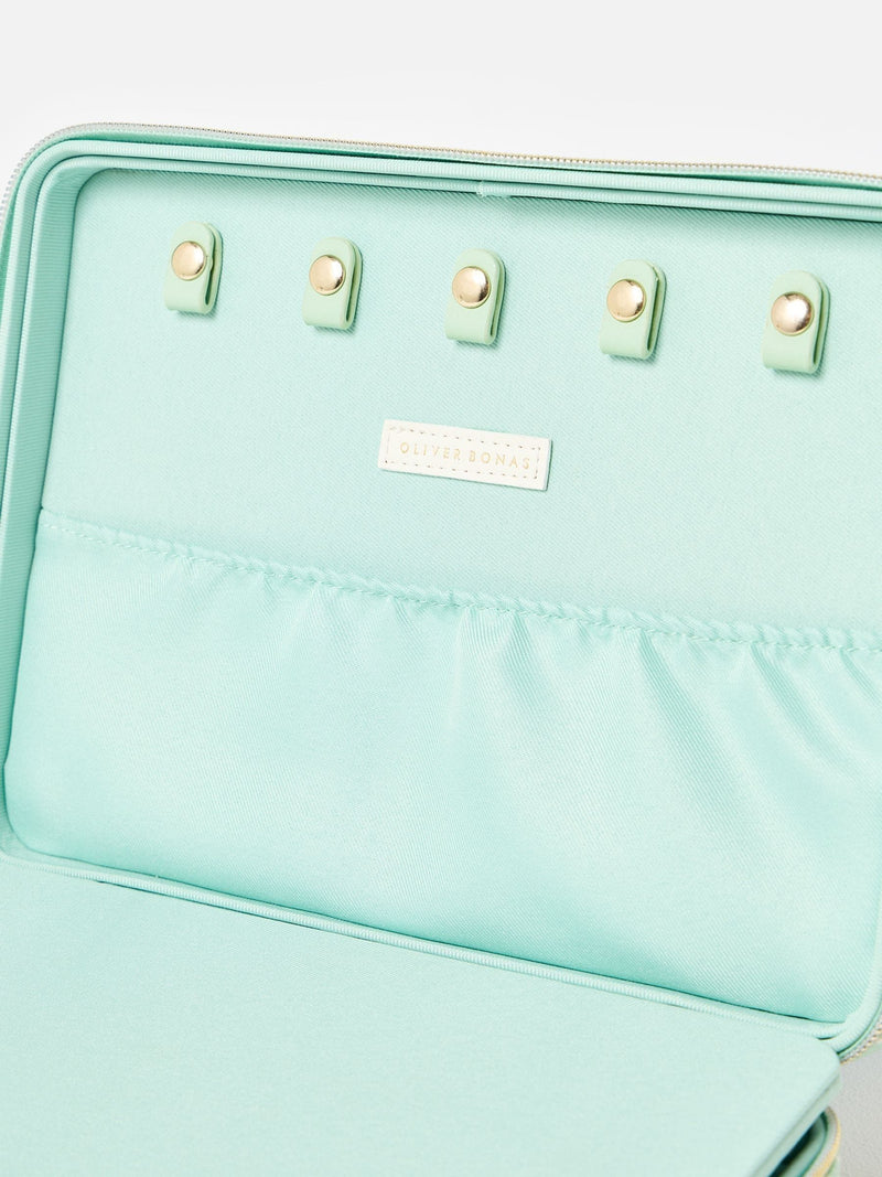 Oliver Bonas large blue striped bow jewellery box - British product