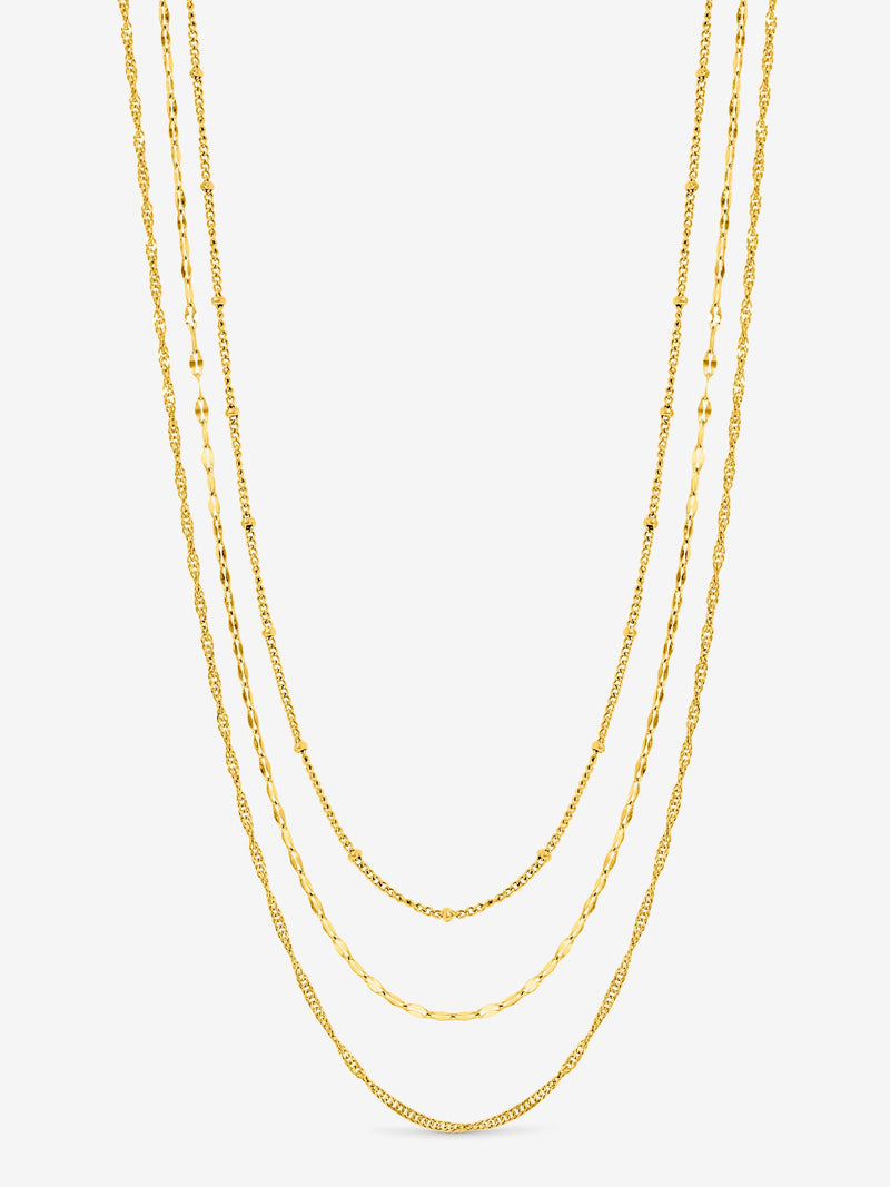 Jon Richard gold plated waterproof necklace set, pack of 3 (British brand)
