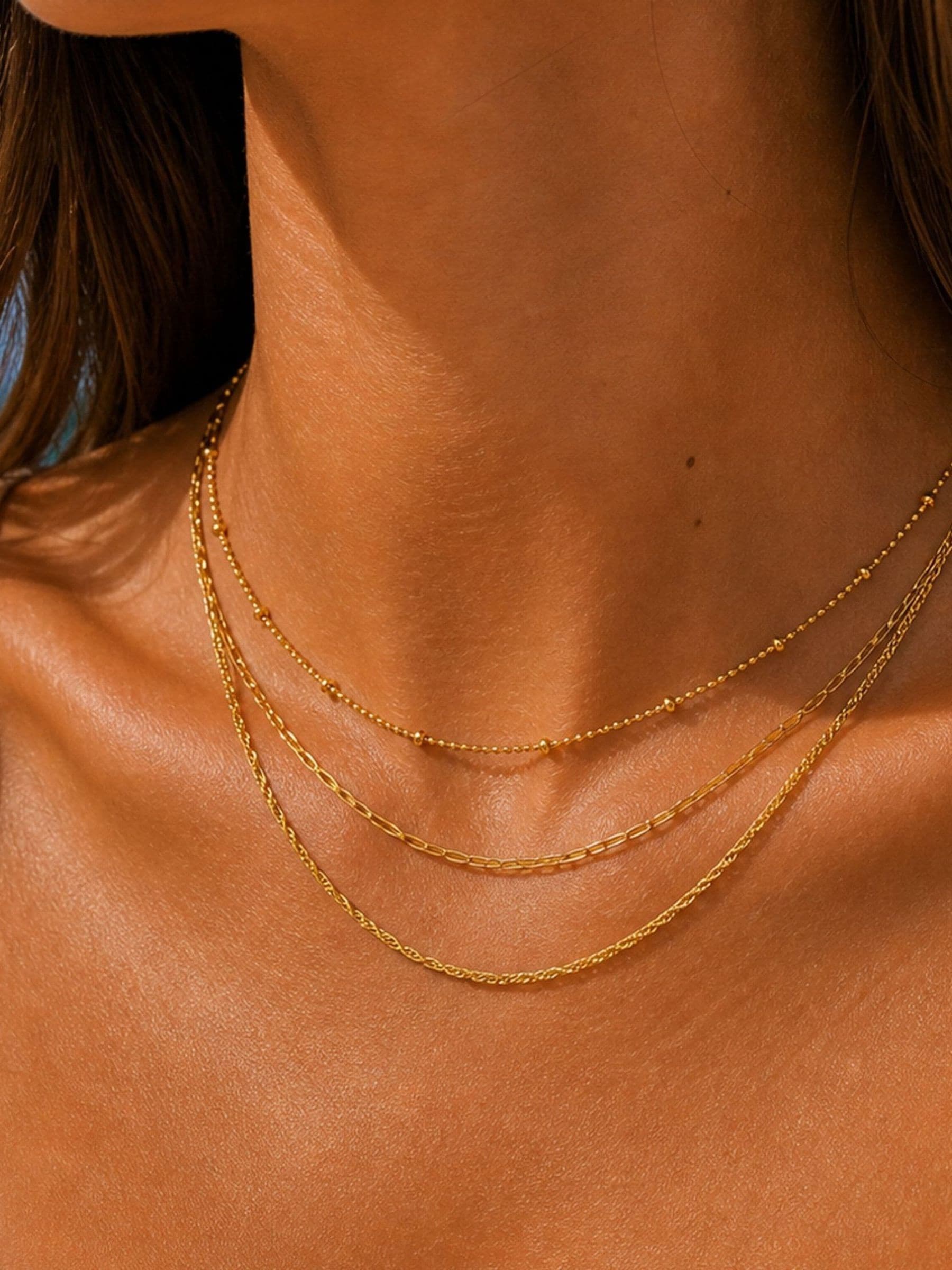 Jon Richard gold plated waterproof necklace set, pack of 3 (British brand)