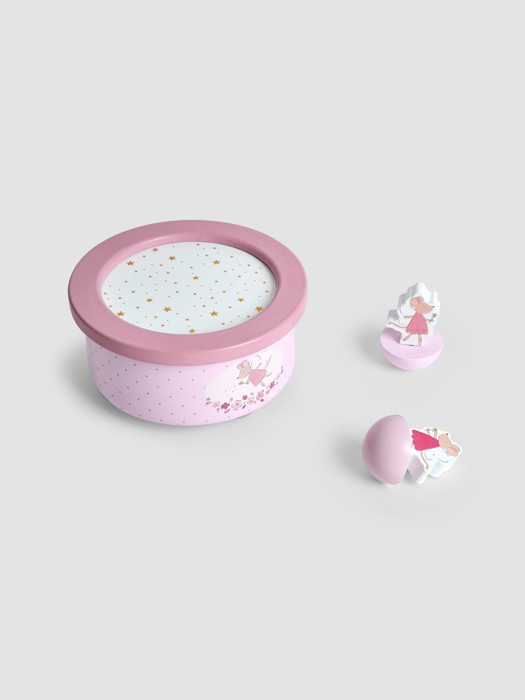 JoJo Maman Bébé light pink fairy mouse music box - British product