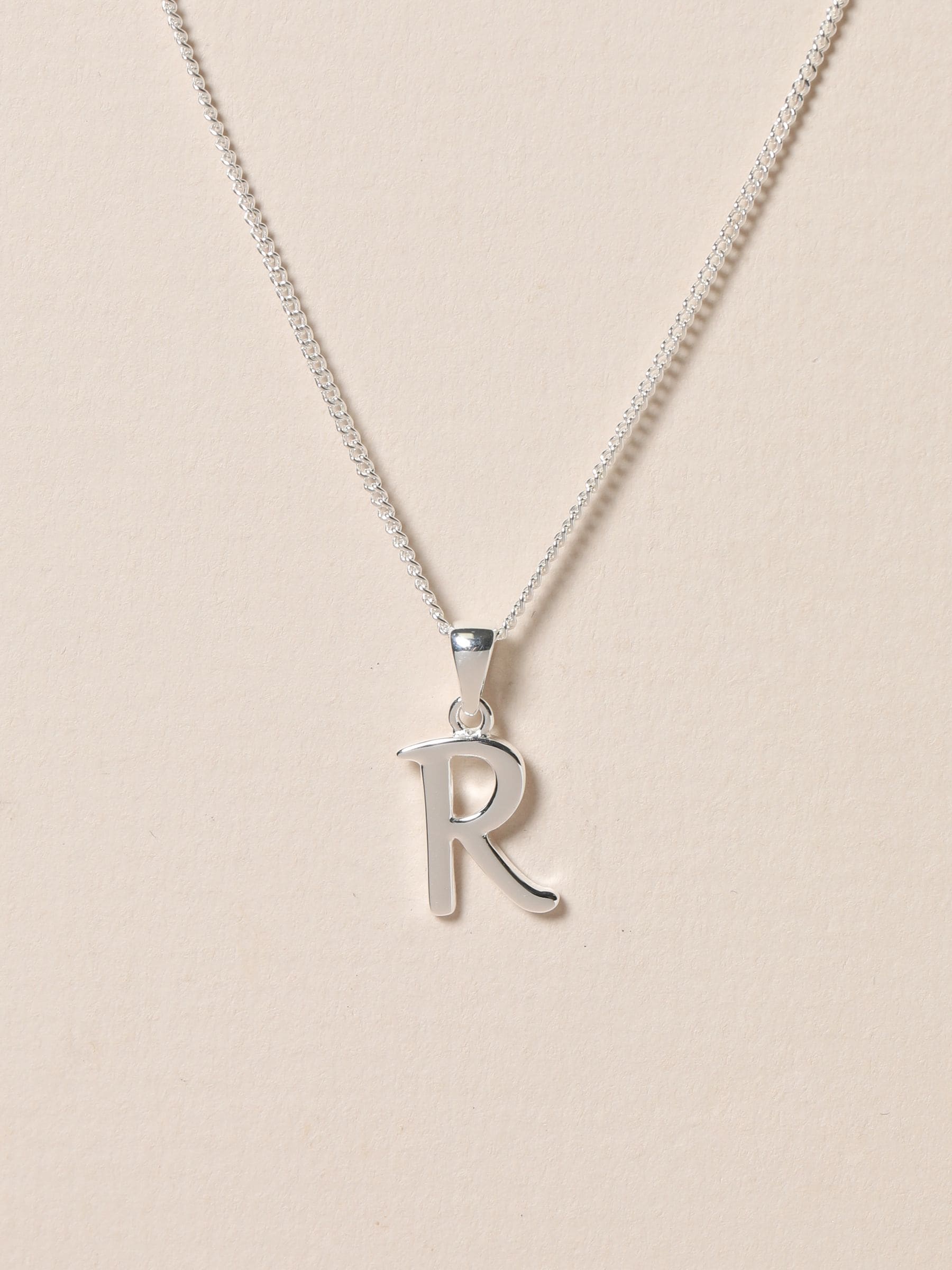 Simply Silver initial pendant R 13mm - British product