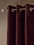 Burgundy Red Blackout/Thermal Plush Chenille Eyelet Curtains