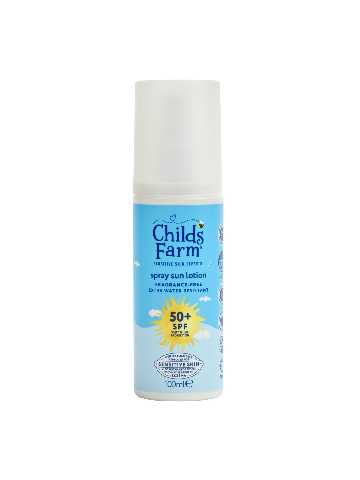 Childs Farm SPF50+ sun spray fragrance free 100ml (British brand)